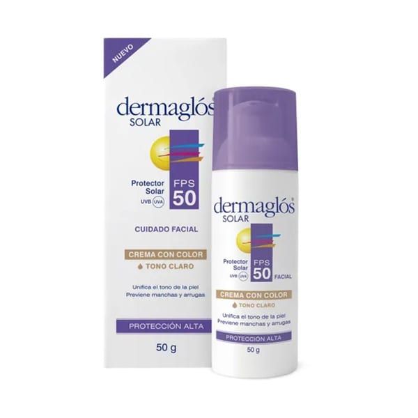 DERMAGLOS PROTECTOR SOLAR FACIAL CREMA COLOR TONO CLARO FPS 50  X 50 G.